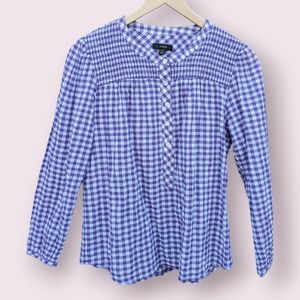 Jcrew Women's Gingham Purple White Blouse, Size M